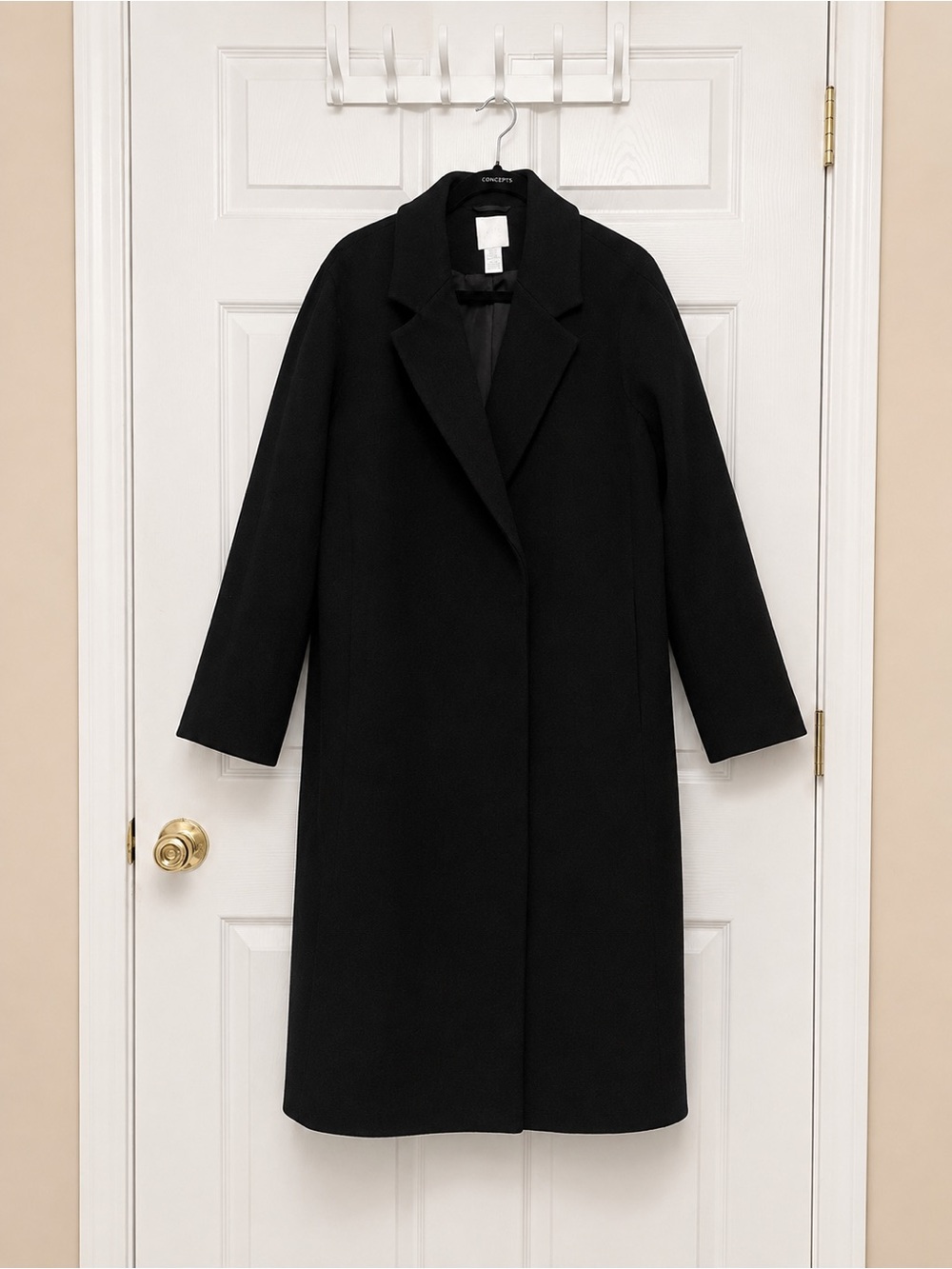 H&M Black Long Tailored Trench Coat